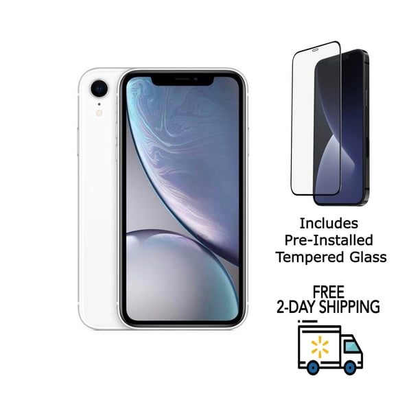 Refurbished Apple iPhone XR A1984 (Fully Unlocked) 256GB White (Grade C) w/ Pre-Installed Tempered Glass