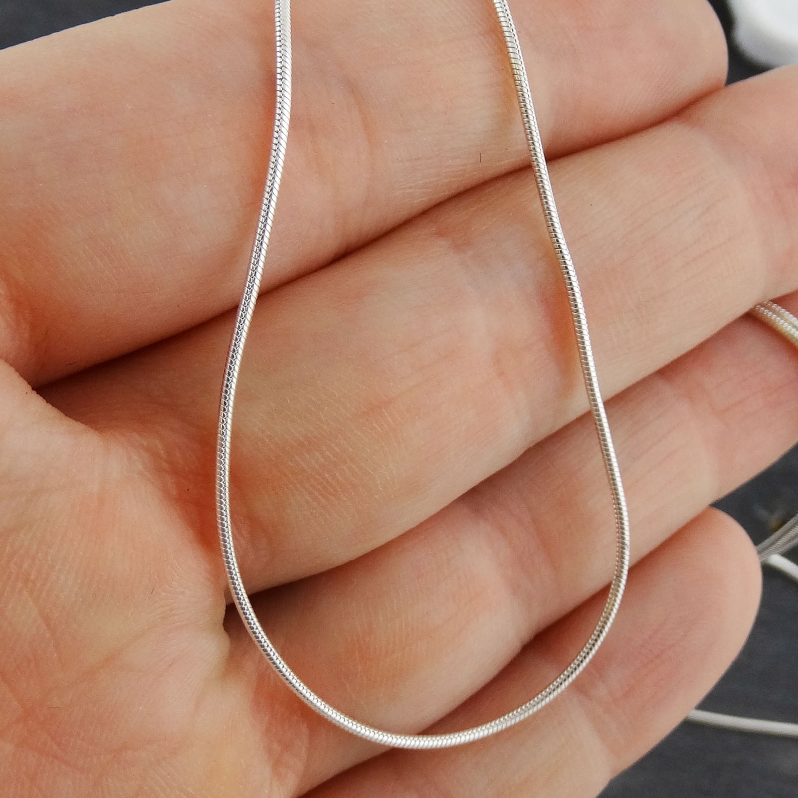 Sterling Silver 1mm Snake Chain, 32", Spring Ring Clasp