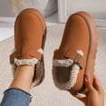 thumbnail image 3 of Rokment Platform Slip on Snow Ankle Boots for Women with Fleece Lined 2025 Fashion Casual Winter Thermal Potato Clogs Booties Brown Size 6, 3 of 8