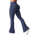 thumbnail image 1 of Leggins YEOREO Brittany Flare con bolsillos para mujer, color azul marino, talla S, 1 of 6