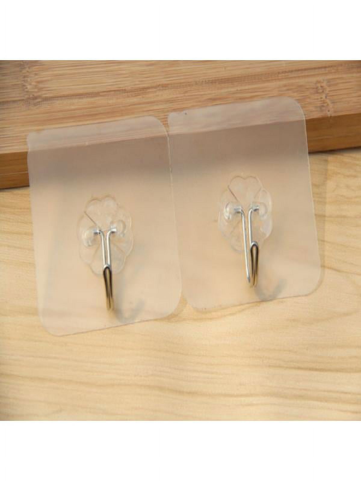 1/2/4/6 Pack Wall Hooks 22lb(Max) Transparent Reusable Seamless Hooks, Waterproof and Oilproof, Bathroom Kitchen Heavy Duty Self Adhesive Hooks - image 4 of 6