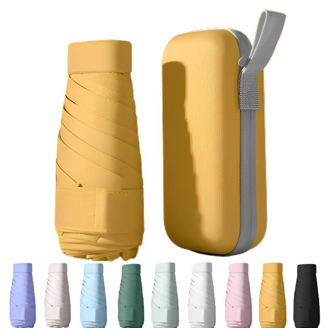 Mini Compact Travel Sun Umbrella with Case - Small UV Protection Umbrella, Lightweight Portable Windproof Parasol for Women, Men & Kids, Square Box Design