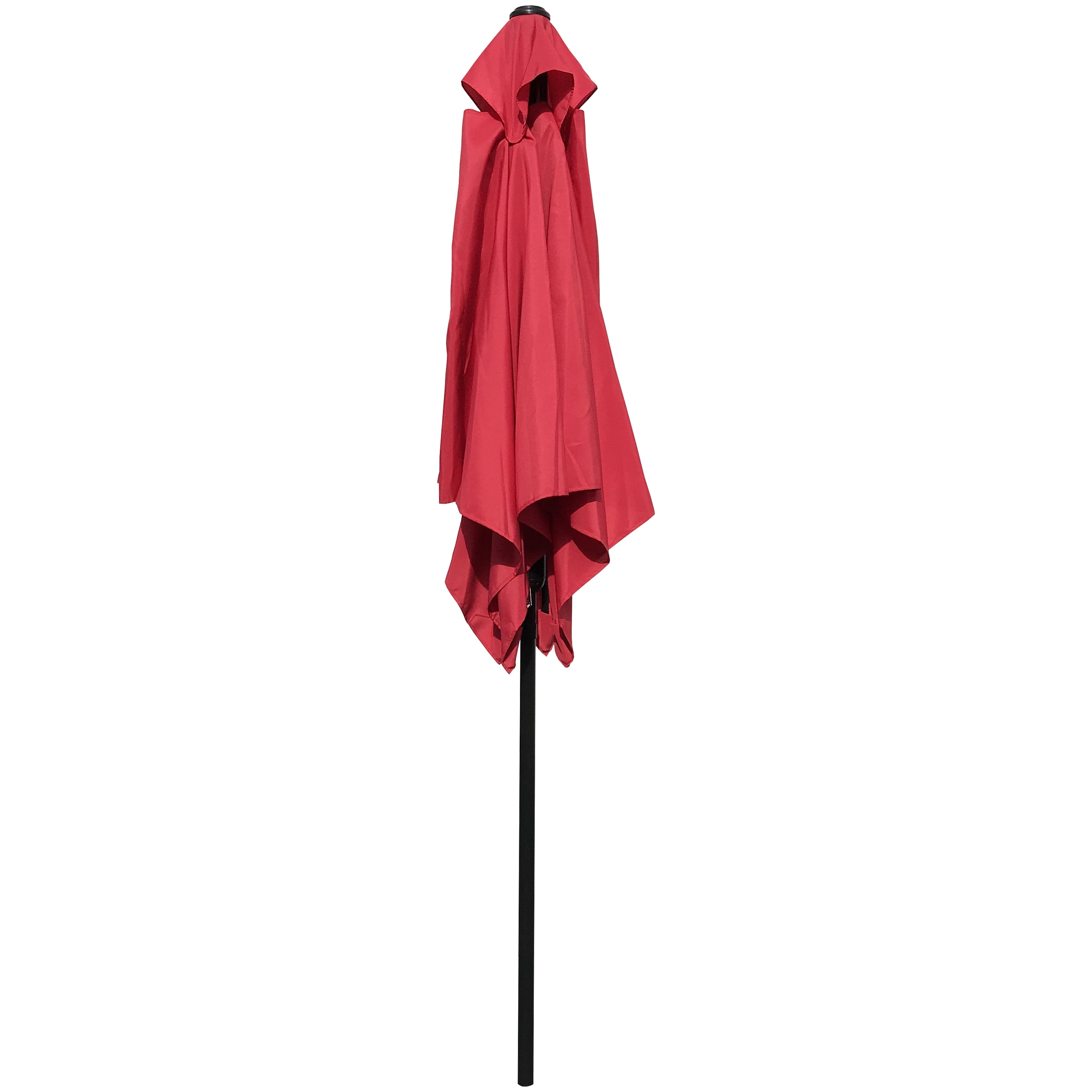 Abble 6.5FT Square Outdoor Patio Umbrella with Push Button Tilt and Crank Handle, Market Umbrella with 4 Sturdy Umbrella Ribs for Garden Deck Backyard Pool, Red