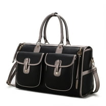 MKF Collection Genevieve Color Block Vegan Leather Women's Pewter Duffel Bag by Mia K