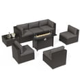 thumbnail image 4 of SUNCROWN 8-Piece Outdoor Patio Furniture Sofa Set All-Weather Wicker Sectional Conversation Set with Modern Glass Coffee Table, Cushions and Fire Pit Table, Grey, 4 of 7