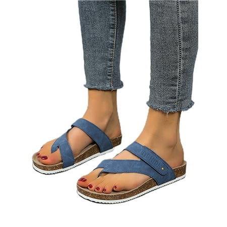 

WEARELLAS Womens Summer Flat Slippers Cork Footbed Sandals Casual Outdoor Walking Slipper Flip Flops Shoes