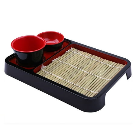 

Weis 1 Set of Japanese Style Cold Noodle Tray Rectangular Soba Noodles Plate with Bamboo Mat