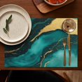 thumbnail image 5 of Green and Gold Marble Glitter Waves Pattern Summer Placemats Table Placemats Set Of 4-Linen Kitchen Washable Placemats Table Mats 11.8"x17.7" Non-Slip Heat Resistant, 5 of 6