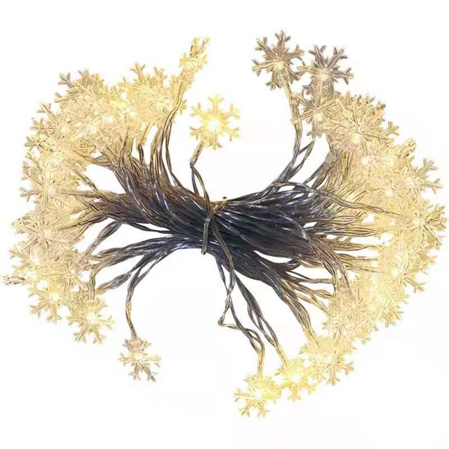 Snowflake String Lights, 10ft 20LED String Lights Blue Snowflake Lights Snowflakes Plastic Fairy Lights Decorations, Warm White-USB