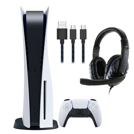 Sony PlayStation 5 Disc Version Console with Dual Charging Cable and Universal Headset