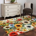 thumbnail image 3 of 2.7'x5' Area Rugs, Spring Floral Indoor Outdoor Area Rug for Living Room Bedroom, Summer Sunflower Botanical Dasiy Washable Bathroom Rugs Kitchen Floor Carpet Mats Home Decor Aesthetic, 3 of 8