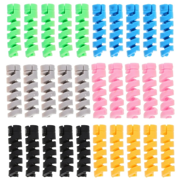 30pcs Cargador Cable Cable Cable Flexible Cable Protector de cable de silicona Protector de alambre de cable