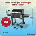 thumbnail image 4 of Grill Boss 24 Inch Charcoal BBQ Grill with Side Shelves, Built-In Thermometer, Black, 4 of 13