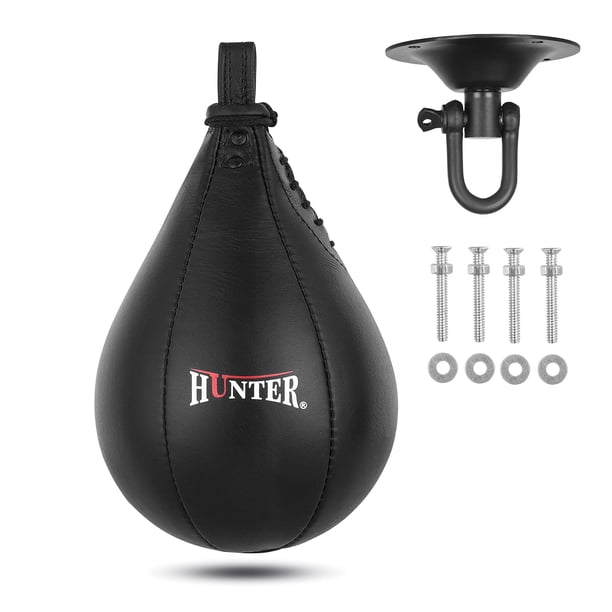 Bolsa de boxeo Speed Bag Hunter de piel con eslabón giratorio para colgar
