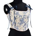 thumbnail image 5 of Odeerbi Corset Top for Women Shapewear Bodyshaper Tummy Control Waist Trainer 2025 Casual Erogenous Eyelet Lace-up Floral Print Fishbone Court Vintage Straps Beige, 5 of 9