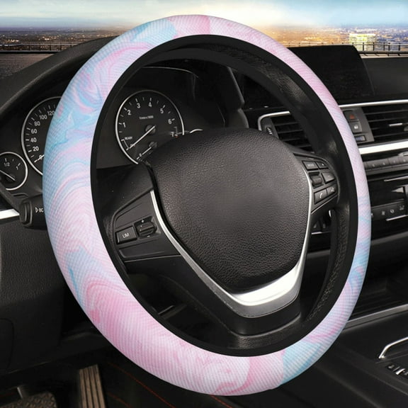 Car Steering Wheel Cover Women, Colorful Floral Flowers Steering Wheel Protector, Microfiber , Universal -15 inch, Anti-Slip Car Accessories