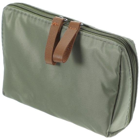 Soimiss Portable Makeup Bag Green Zipper Organizer for Cosmetics and Toiletry Storage