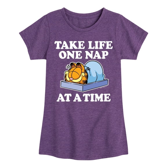 Garfield - Take Life One Nap - Toddler And Youth Girls Short Sleeve Graphic T-Shirt