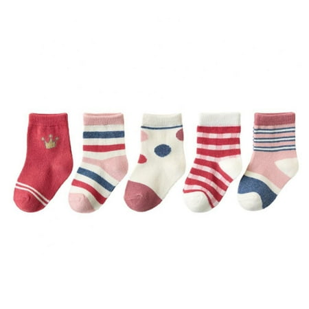 

Baby Girls Red New Year Socks Cute Cotton Ankle Socks Soft Breathable Children s Striped/Polka Print Socks Newborns Toddlers Kids Socks 5 Pairs