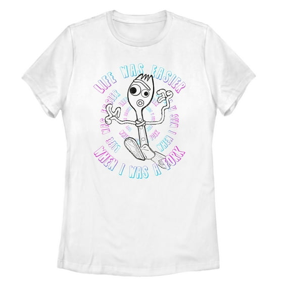 Women's Toy Story Forky Stay Weird Graphic Tee White Large