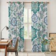 thumbnail image 5 of Kitchen Curtains 84 Inch Length 2 Panels, Teal Paisley Pattern Grommets Window Treatment Curtain, Boho Ethnic Floral Traditional Thermal Curtains Drapes for Living Room/Bathroom, 5 of 9