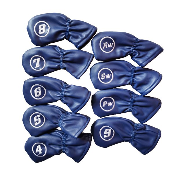 9pcs Golf Hybrid Head Covers Set Kopfbedeckung Utility Club Protege la etiqueta de número intercambiable - Blue Azul