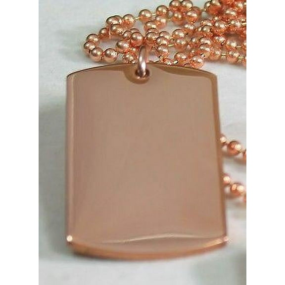 SOLID PURE COPPER HEAVY DUTY POLISHED DOG TAG NECKLACE PENDANT FREE ENGRAVE