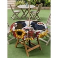 thumbnail image 3 of Outdoor Tablecloth with Umbrella Hole and Zipper, Cow Sunflowers Round Table Cloth 60 Inch Waterproof Tablecloth, Botanical Floral Leaves Bees Farm Barn Picnic Table Cover for Patio Camping, 3 of 7