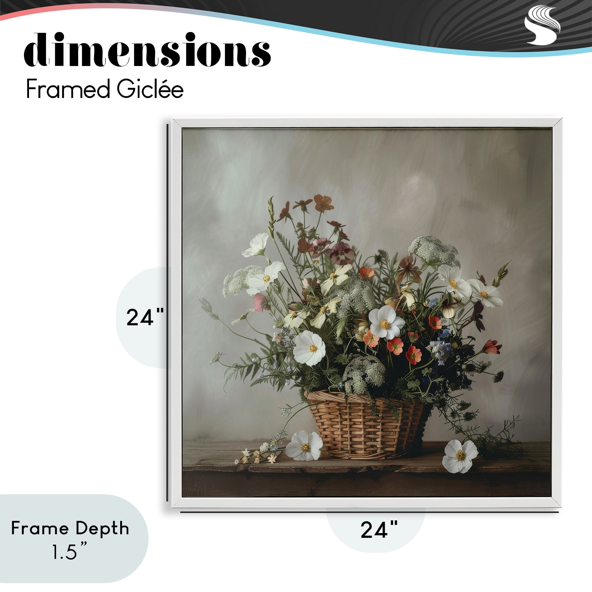 Stupell Industries Flowers In A Basket Arrangement White Framed Giclee Art, design by Lazar Studio
