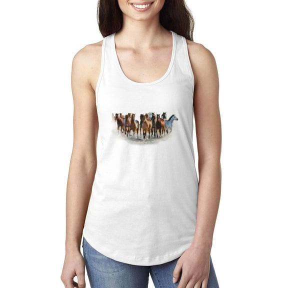 MmF - Women's Racerback Tank Top, up to Women Size 2XL - Horses Herd