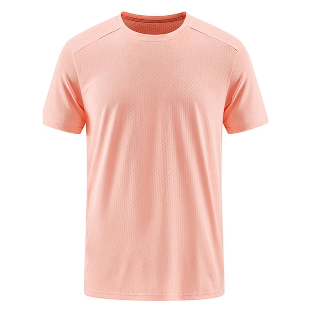 Playera Elvqul Hombre Liso Manga Corta Casuales Cuello Redondo Rojo