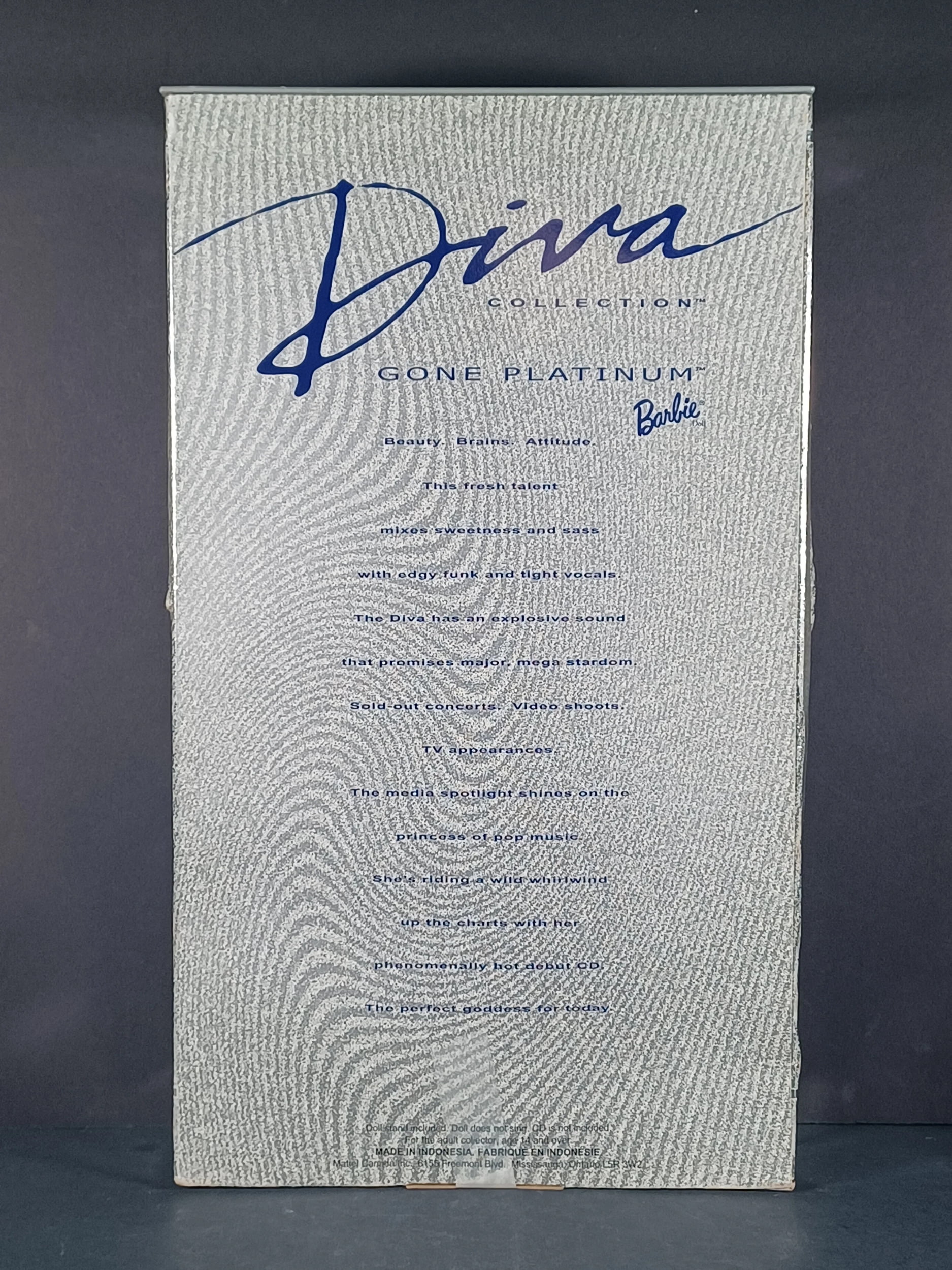 Diva Gone Platinum Barbie Doll Collector Edition 2001 Diva Collection Mattel