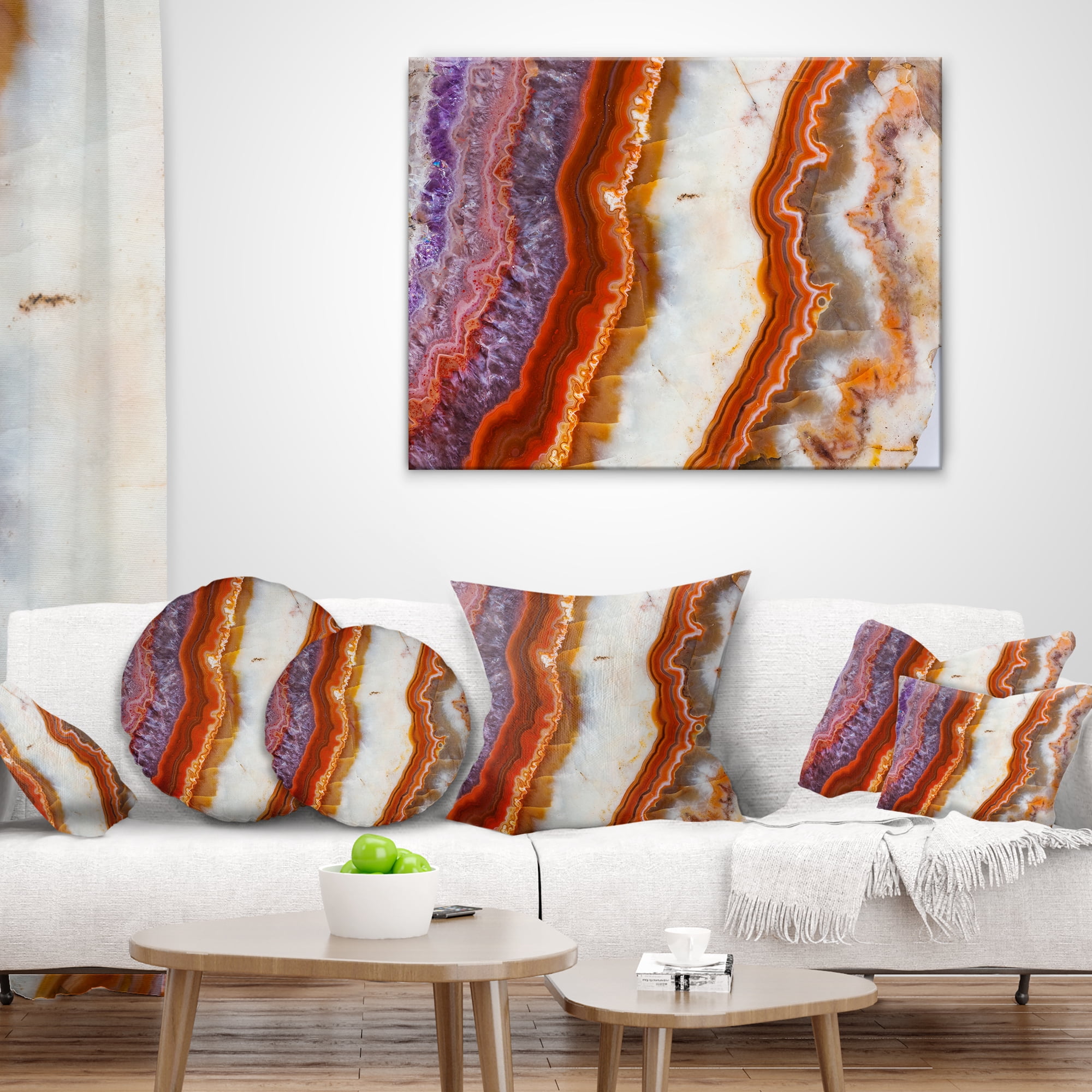 Designart Colorful Stone Stripes - Abstract Throw Pillow - 16x16