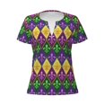 thumbnail image 3 of Naloa Mardi Gras4 Print T-Shirts Short Sleeve V Neck Tees for Women Fashion Tops Trendy Lightweight Soft Casual Summer Outfits Clothes, 3 of 5