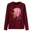 thumbnail image 3 of IROINNID Deals Breast Cancer Pullover for Women Breast Cancer Awareness Comfy Top Long Sleeve Sweatshirt Pullover Blouse,Red, 3 of 4