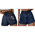 thumbnail image 3 of Womens High Waist Embroidered Denim Shorts B L, 3 of 6