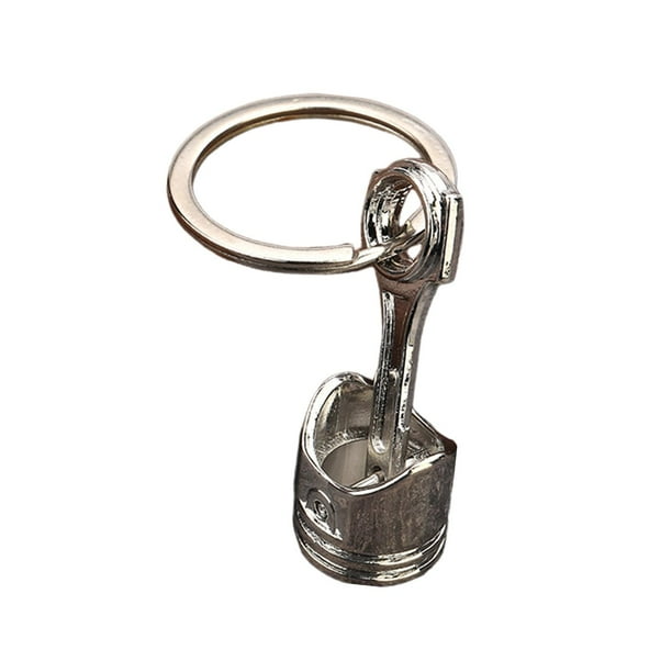 Llavero con pistón de motor de coche, piezas de coche, llavero para coche Plata