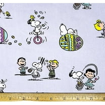 1/2 Yard - Peanuts Snoopy Woodstock & Gang Happy Easter on Lavender Cotton Fabric (Great for Quilting, Sewing, Craft Projects, Throw Pillows & More) 1/2 Yard X 44" Wide