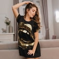 thumbnail image 3 of Bingfone Golden Lips Modern Sculpture Nightgowns for Women Sleep Shirts Short Sleeve Nightshirt Pullover Nightdress Soft Sleepwear, 3 of 6