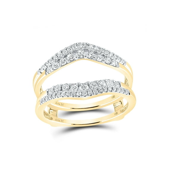 14kt Yellow Gold Womens Round Diamond Wedding Wrap Ring Guard Enhancer 1/2 Cttw