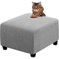thumbnail image 1 of Ottoman Cover Slipcovers Square Fit Length 13"-44" Footrest, Stool Covers, Ottoman Protector Cover, Footstool Covers with Stretch Thick Checked with Elastic Bottom, Removable Washable(Dove,M(46-56cm)), 1 of 7