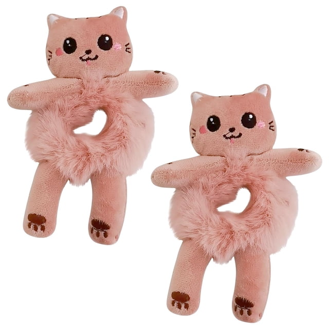 Donas de pelo DonaCat 2Pzas Gato Rosa Felpa Elástica.