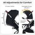 thumbnail image 4 of Poussette de Voyage INFANS, Poussette pour Bébé Légère et Compacte pour Avion avec Pliage à une Main, Inclinaison Multi-Positions, Auvent, Suspension à 4 Roues, Panier de Rangement, 4 of 9
