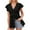 Black, variant on QLEICOM Women 2023 Summer Tops T-shirt Hollowed Out Tucked Waist Edge Peplum Sleeve Shirt Top Short Sleeve Short Sleeve V-neck Tops Black S, US Size 4