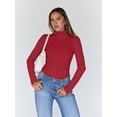 thumbnail image 2 of Trendy Queen Women's Turtleneck Long Sleeve Shirts Fall Fashion Basic Thermal Underwear Tops Winter Clothes, 2 of 13