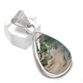 thumbnail image 2 of Natural Indian Moss Agate Gemstone 925 Steling Silver Pendant 1.85", 2 of 2