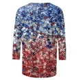 thumbnail image 4 of GaThRRgYP Womens Tops Short Sleeve Casual,Ladies' Independence Day Printed Round Neck Three Quarter Sleeve 3/4 Sleeve T-shirt Loose Blue XXXXL, 4 of 5