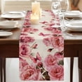 thumbnail image 3 of Table Runners 70 Inches Long Dress Scarves, Pink Roses Farmhouse Coffee/Dining/Kitchen Table Decor, Holiday Table Runner, Spring Floral Elegant Pastoral Butterfly Retro 13x70 Inch, 3 of 9