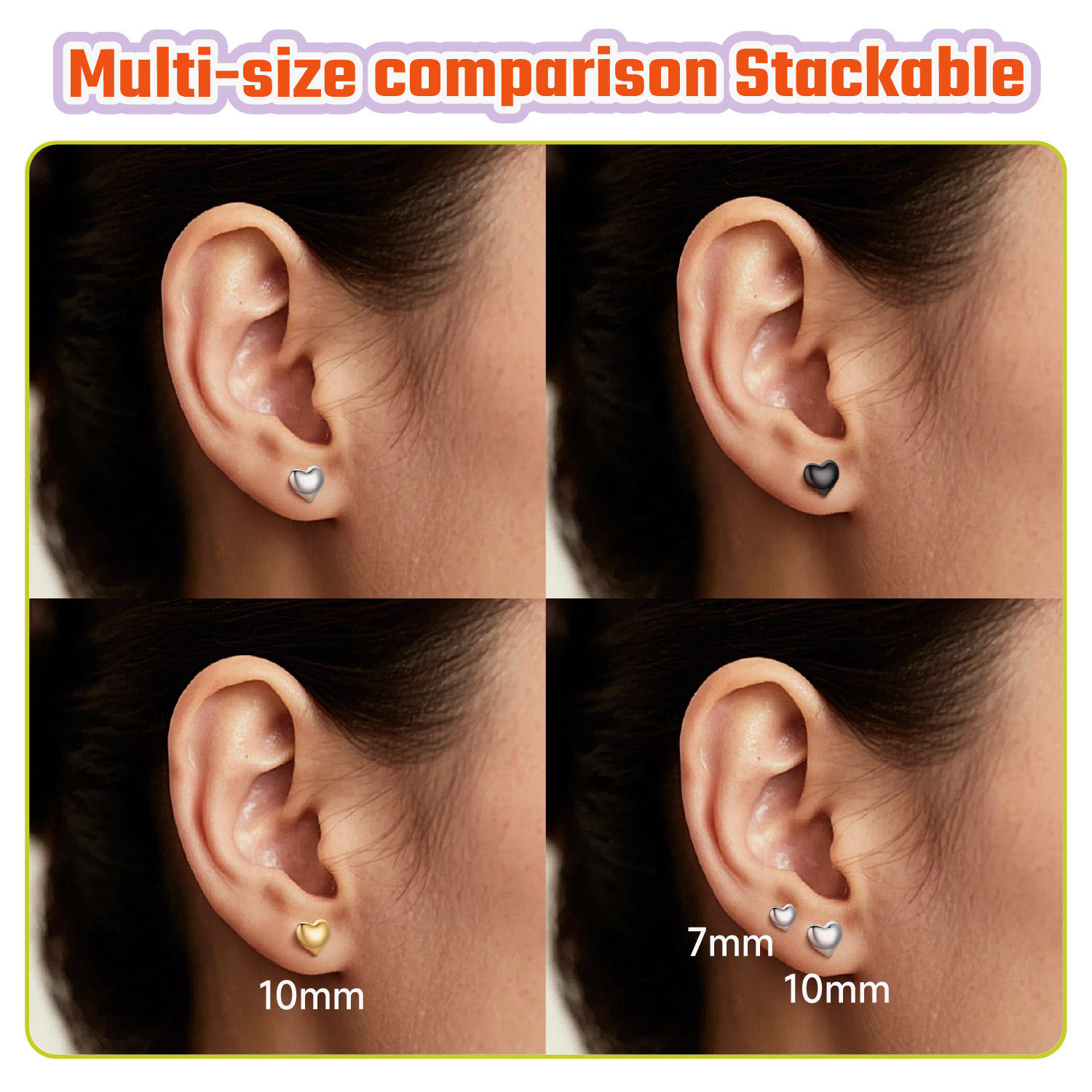 Just Being Cute Real Sterling Silver Heart Earrings for Women, Silver Heart Stud Earrings Birthday Graduation Mothers Day Jewelry Gifts for Mom/Wife/Her, 7mm