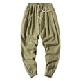 thumbnail image 2 of Men's Casual Pants Comfortable Loose Fit Harlan Nine Minute Trousers Breathable Summer Linen Lightweight Style for Every Occasion Mens Trousers Gym Joggers Khaki, 2 of 4